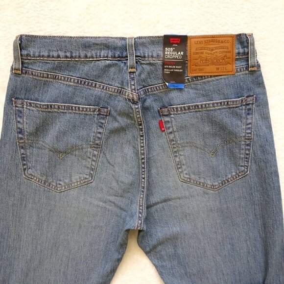 Levi's 505 Cropped Jeans Size 32x20 Blue Denim Stretch - Picture 4 of 8